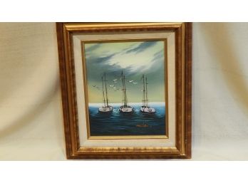 Sailboat Oil Panting Signed By Nelson