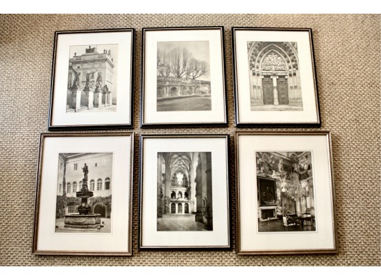 Set Of Six Framed European Architectural Photograph Prints