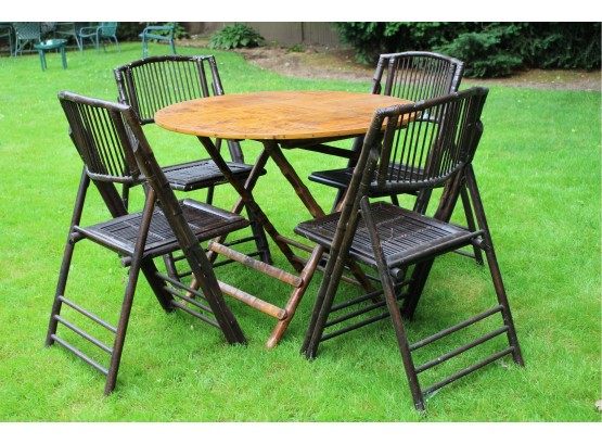 Bamboo Folding Table And Four Chairs
