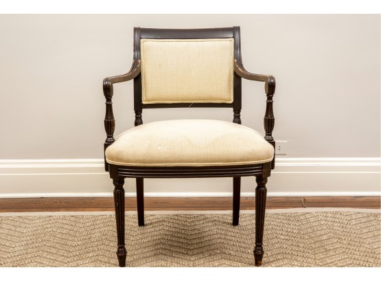 Upholstered Arm Chair With Black Wood Frame (RESTORATION PROJECT)
