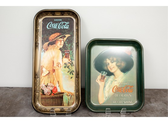 Two Vintage Collectible Coca Cola Trays