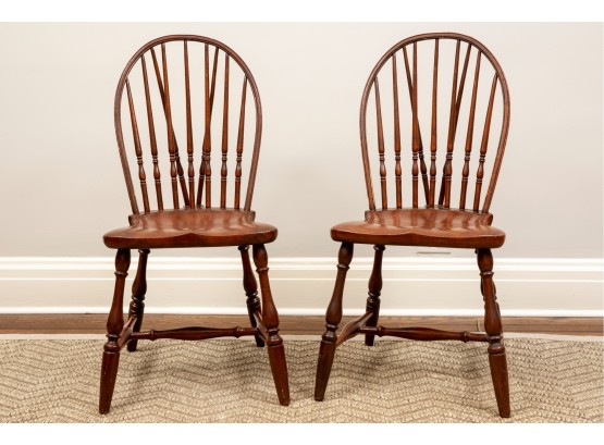 Set Of Two Antique Wooden Spindle Back Chairs