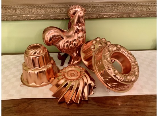 5 Pc Copper Mold Lot ~ Rooster & More ~
