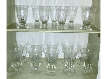 Lovely Antique Etched Glass Set