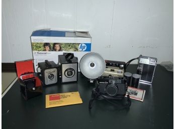 Nice Vintage Camera Lot Konica C35,ANSCO  & HP Photosmart A627 Compact Printer