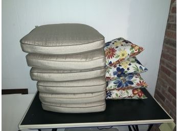 6  Sunbrella Outdoor Chair Cushions & 4 Pillows