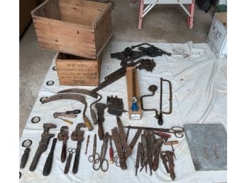 Antique Tool Lot ~2 Antique Wood Boxes ~