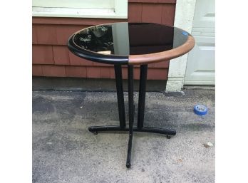 Modern Cafe Table Teak And Black Lacquer Side Table