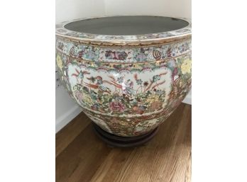 Very Large & Heavy Chinese Porcelain Planter With Base