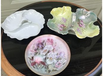 A Grouping On Antique Porcelain Platters And Plates