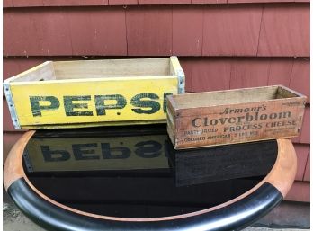 Antique Pepsi-Cola Wooden Box And Cloverbloom Box