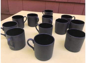 A Set Of 12 Wedgwood Basalt Black Bond Shape Demitasse Cups