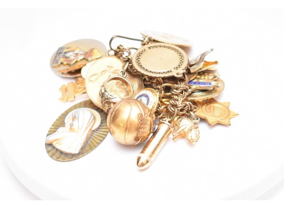 Gold Sterling Charm Bracelet Mixed Metals 82.2 Grams