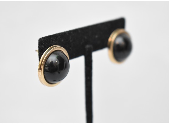 Gold With Onyx Earrings 6.7 Grams