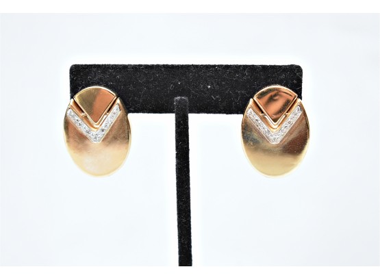 14k Gold With Diamond Accent Earrings  5.4 Grams