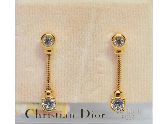 Christian Dior 14K Gold Pierced Post Earrings