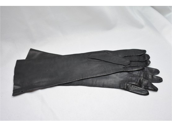 Ladies 14' Genuine Leather Gloves, Black, S