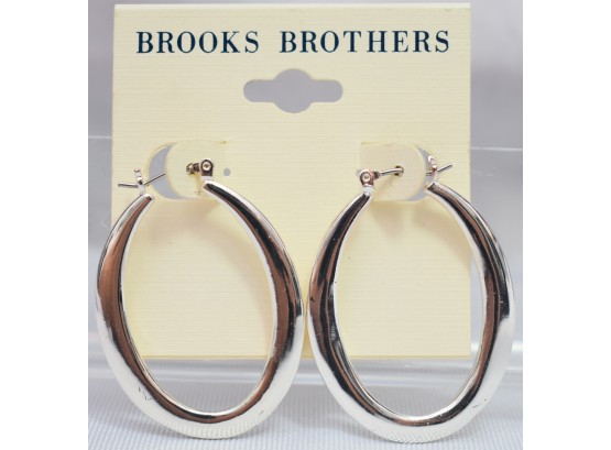 Brooks Brothers Silver Hoop Earrings NWT