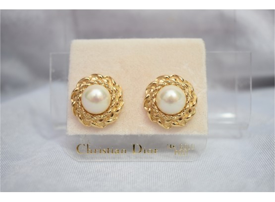Christian Dior 14K Gold Post Earrings