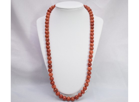 Red Coral Or Jasper 10mm Bead Necklace
