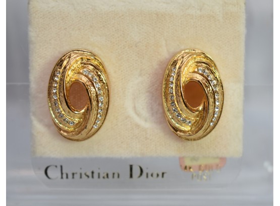 Christian Dior 14k Gold Pierced Post Earrings
