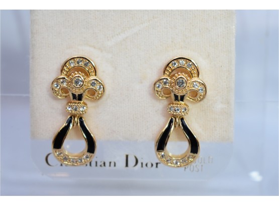 Christian Dior 14K Gold Pierced Post  Earrings