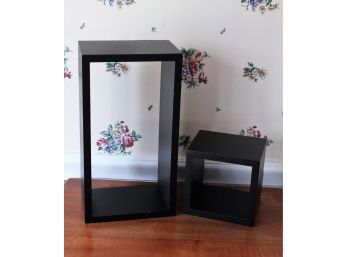 Two Black Wood Shadow Box Wall/Table Shelves