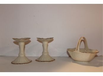 Lenox Porcelain Mixed Lot - Candlestick Holders, Candy Dish