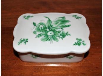 Vintage Painted Porcelain Herend Hungary Trinket Box W/Lid