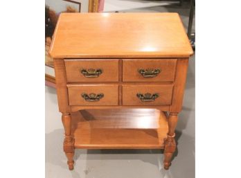 Vintage Forest Solid Maple Traditional Side Table/Night Stand W/Two Drawers