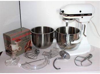 KitchenAid Professional White Heavy Duty Electric Mixer W/ Accessories Model KSM50PWH