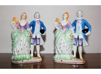 Two Vintage Hand Painted Made In Japan Victorian Courting/Dancing Couple Figurines
