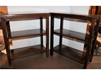 Matching Pair Of Brown Stain Wooden Bookshelves
