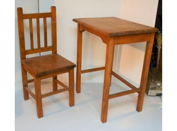 Vintage Wood Child's Desk & Chair Set