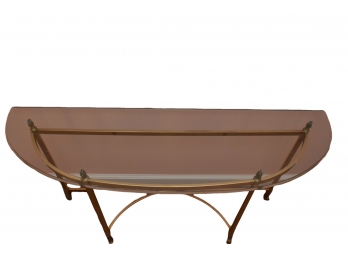 Pretty Brass & Glass Console Sofa Table With Claw Feet