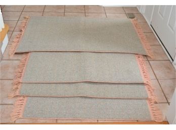 Set Of Four Fringed Peachy Colored Area Rugs - Assorted Sizes - See Description