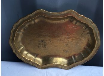 Heavy Brass Serving Tray, Signed, From Sweden