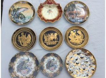 9 Beautiful Golden Plates Lot, 6' To 9'