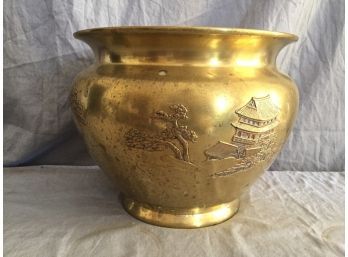 Brass Bowl, Stamped With Scenes