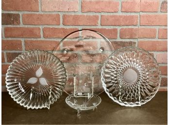 Cut Glass Platters And Bowl