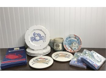 Crab And Coral Melamine Plates & Assorted Crab Complements