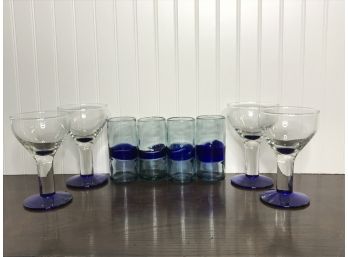 Assorted Glassware With Blue Accents