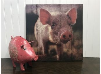 Pig Print And Piggy Bank