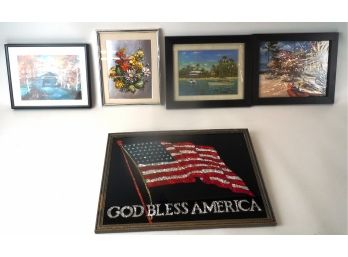 Lot Of 5 Pieces Of Framed Art
