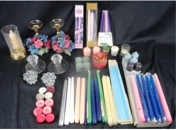 Lot Of Candlesticks & Candles