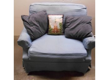 Marlborough Country Barn Custom Made Blue Upholstered Wide Chair