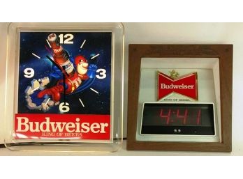 Lot Of 2 Budweiser Clocks