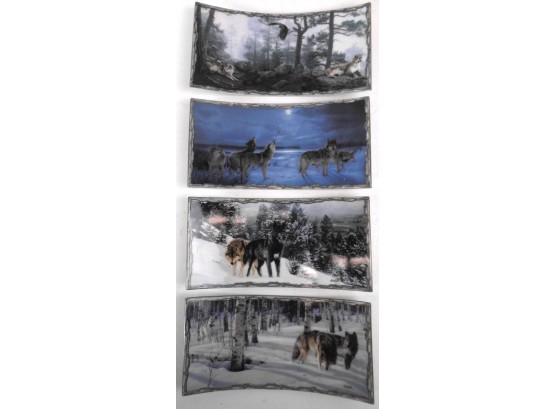 Masters Of The Mist By Daniel Smith:  Set Of 4 Bradford Exchange Collector Plates Of Wolves