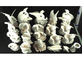 Lot Of 21 Ceramic Bisque Dragon Figurines Ready To Paint