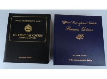 Lot Of 2 Postal Commemorative Society Notebooks: First Day Covers & Princess Diana Commemoratives